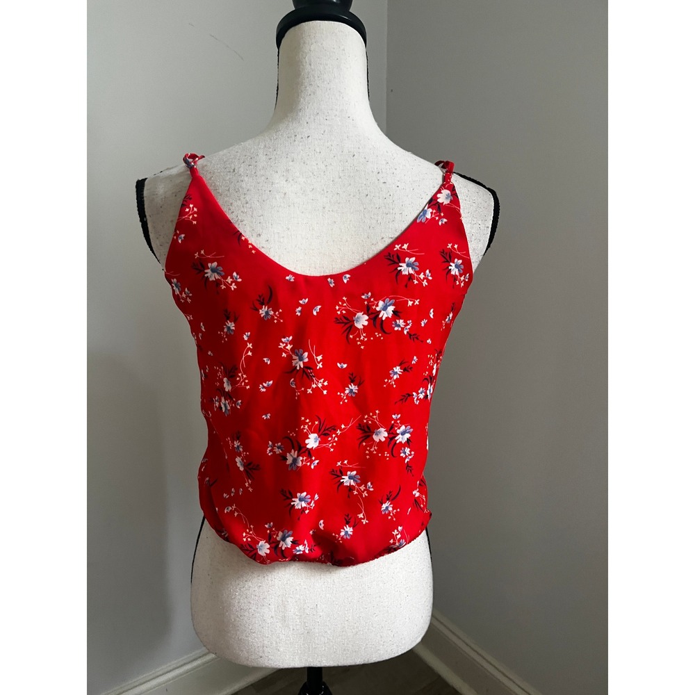 Red Floral Camisole Top size XS Cami V-Neck Boho Chic Cottagecore Girly Feminine - Picture 5 of 9